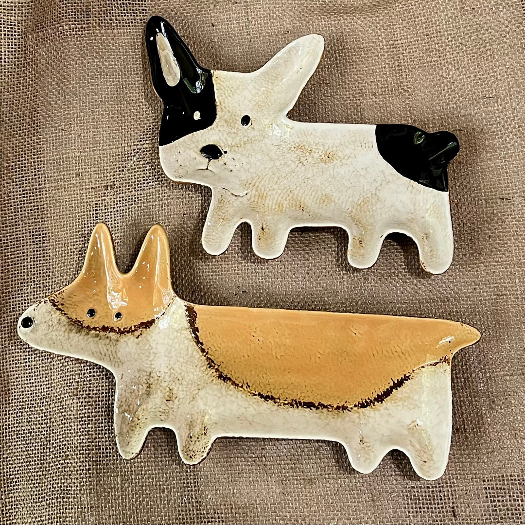 Hand-Finished Welsh Corgi Ceramic Dish