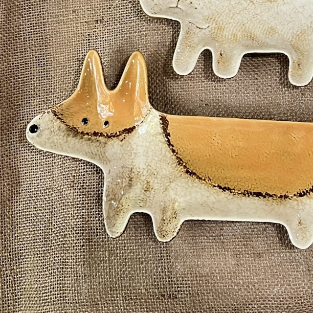 Hand-Finished Welsh Corgi Ceramic Dish