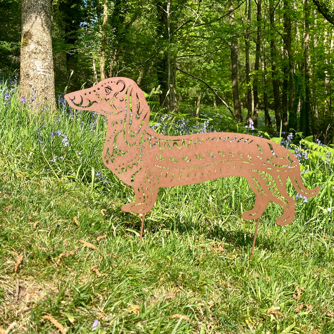 Rusty Dachshund on a Stake