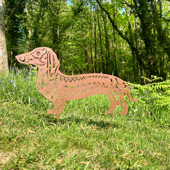 Rusty Dachshund on a Stake
