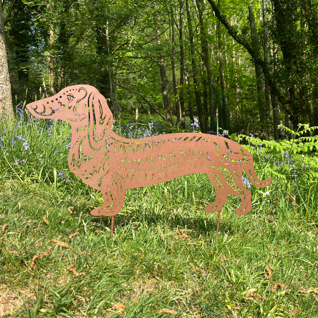 Rusty Dachshund on a Stake