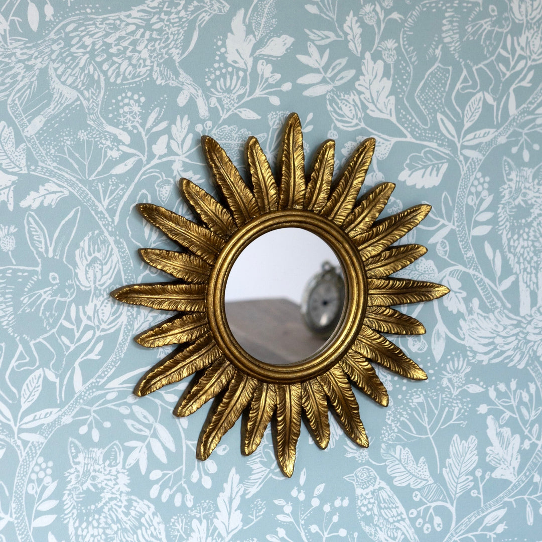 Golden Feather Wall Mirror
