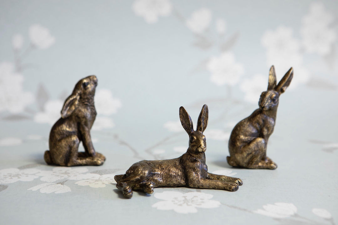 Set of 3 Golden Hares Ornament