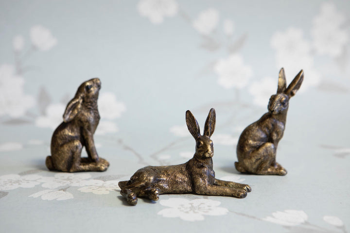 Set of 3 Golden Hares Ornament