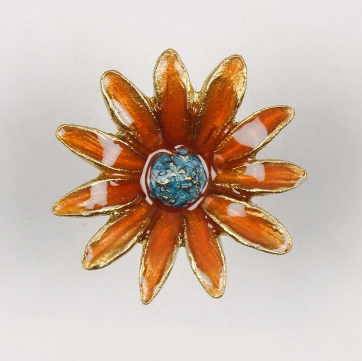 Orange Daisy Flower Knob