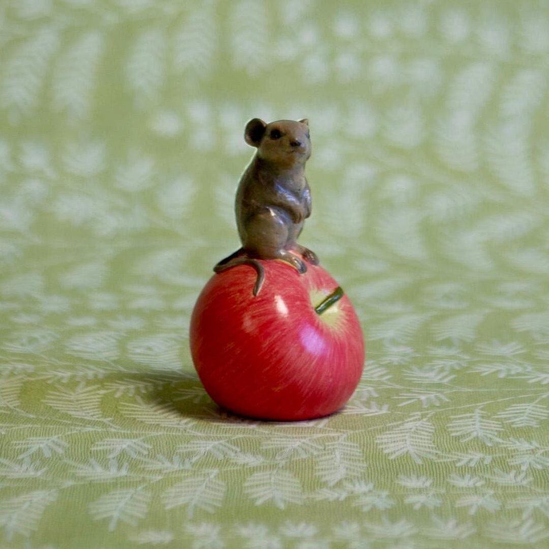 Country Mouse on Apple Ornament