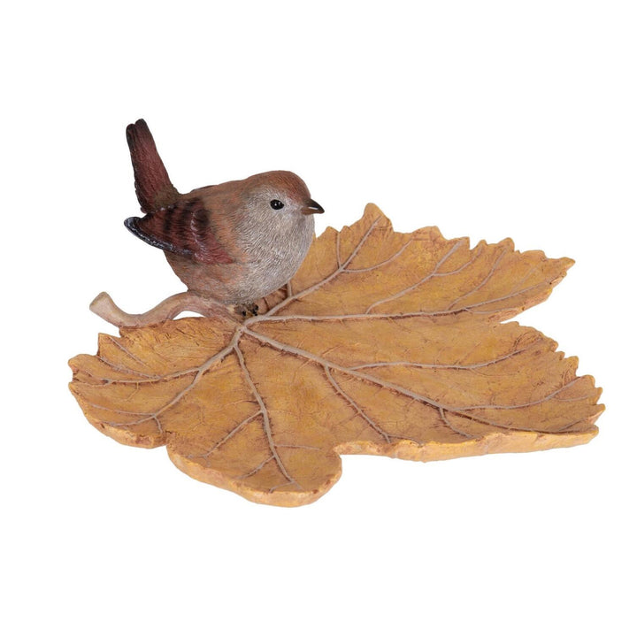 Little Wren on a Leaf Ornament / Trinket Dish