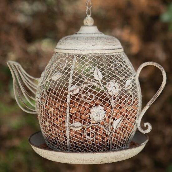 Ornate Vintage Style Teapot Bird Feeder