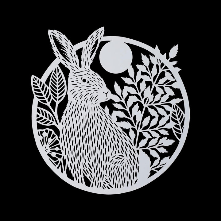 Hare and Moon Metal Hanging Wall Art