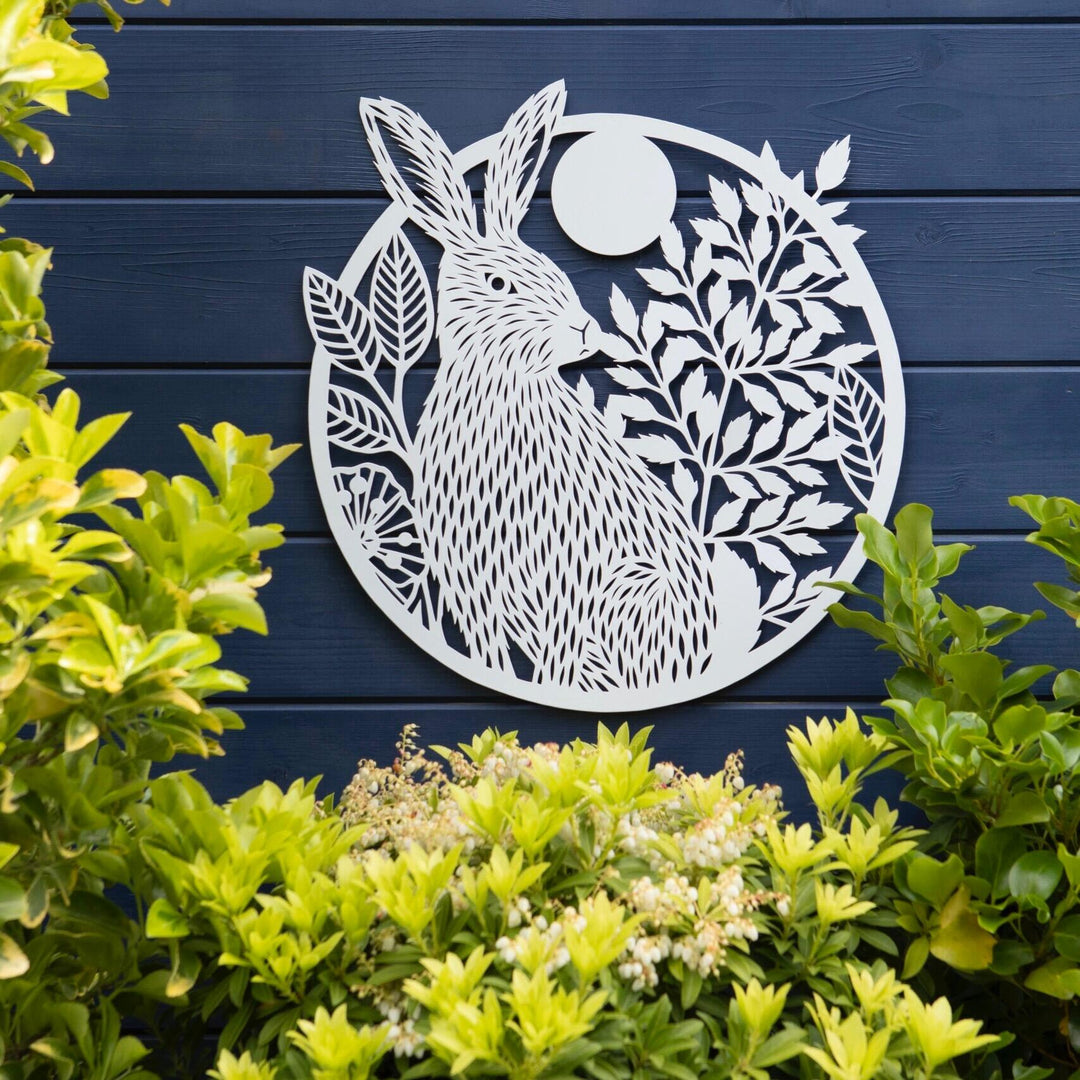 Hare and Moon Metal Hanging Wall Art