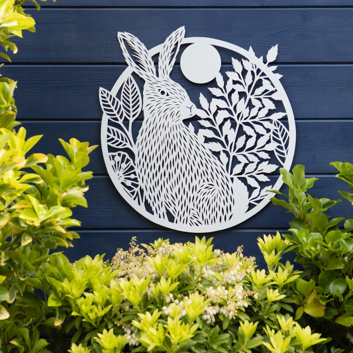 Hare and Moon Metal Hanging Wall Art