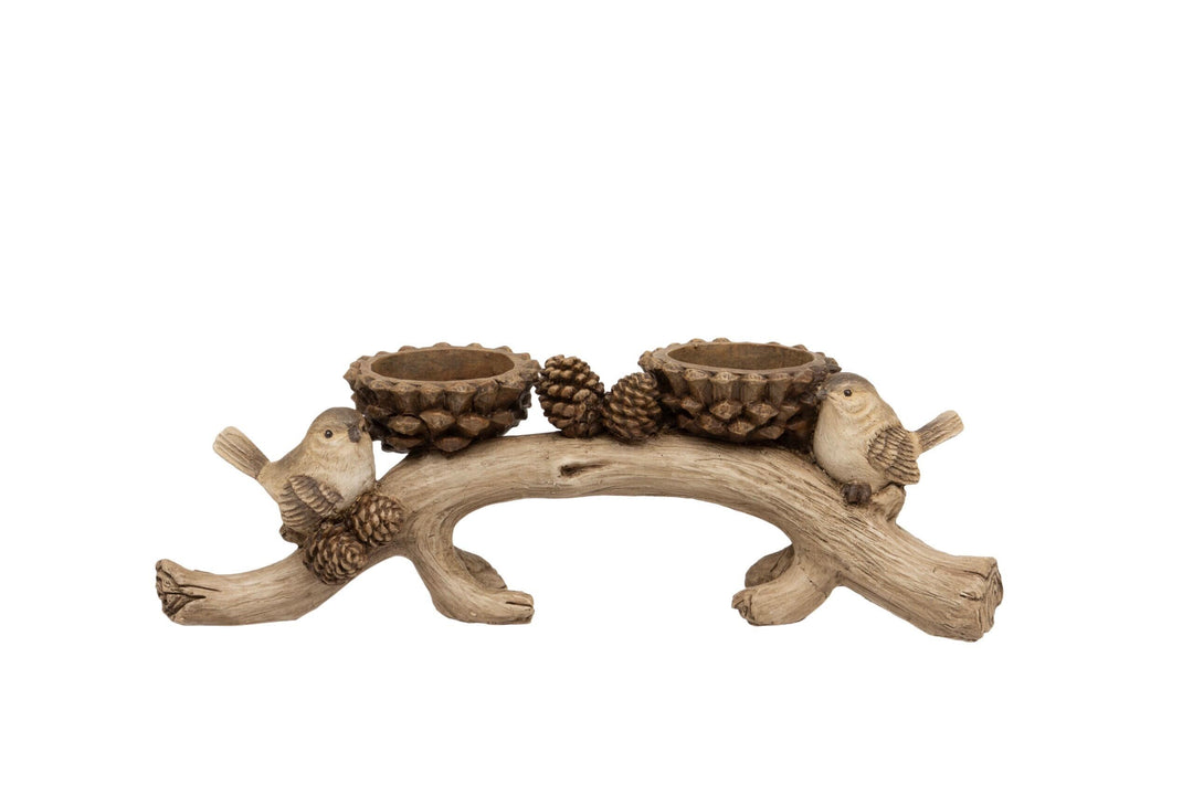 Woodland Birds on a Branch Candle Holder