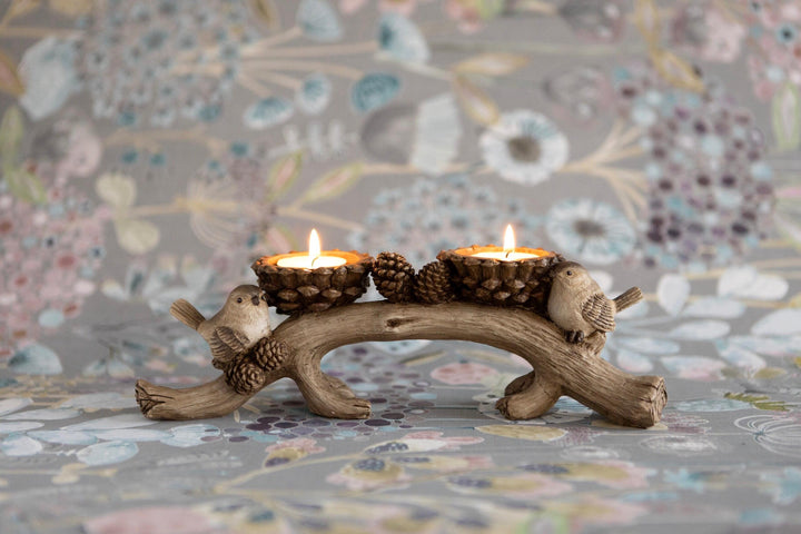 Woodland Birds on a Branch Candle Holder