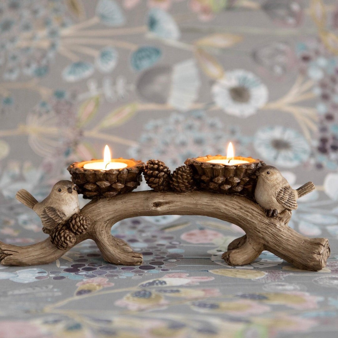 Woodland Birds on a Branch Candle Holder