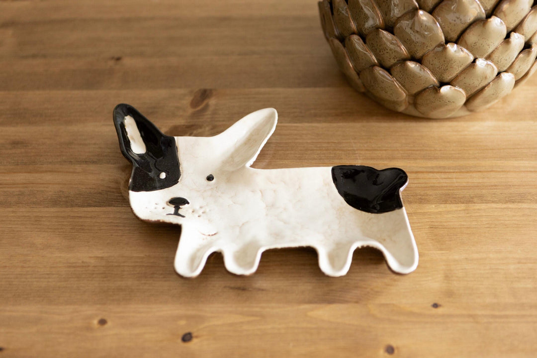 Hand-Finished Frenchie Ceramic Dish