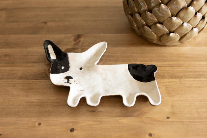 Hand-Finished Frenchie Ceramic Dish