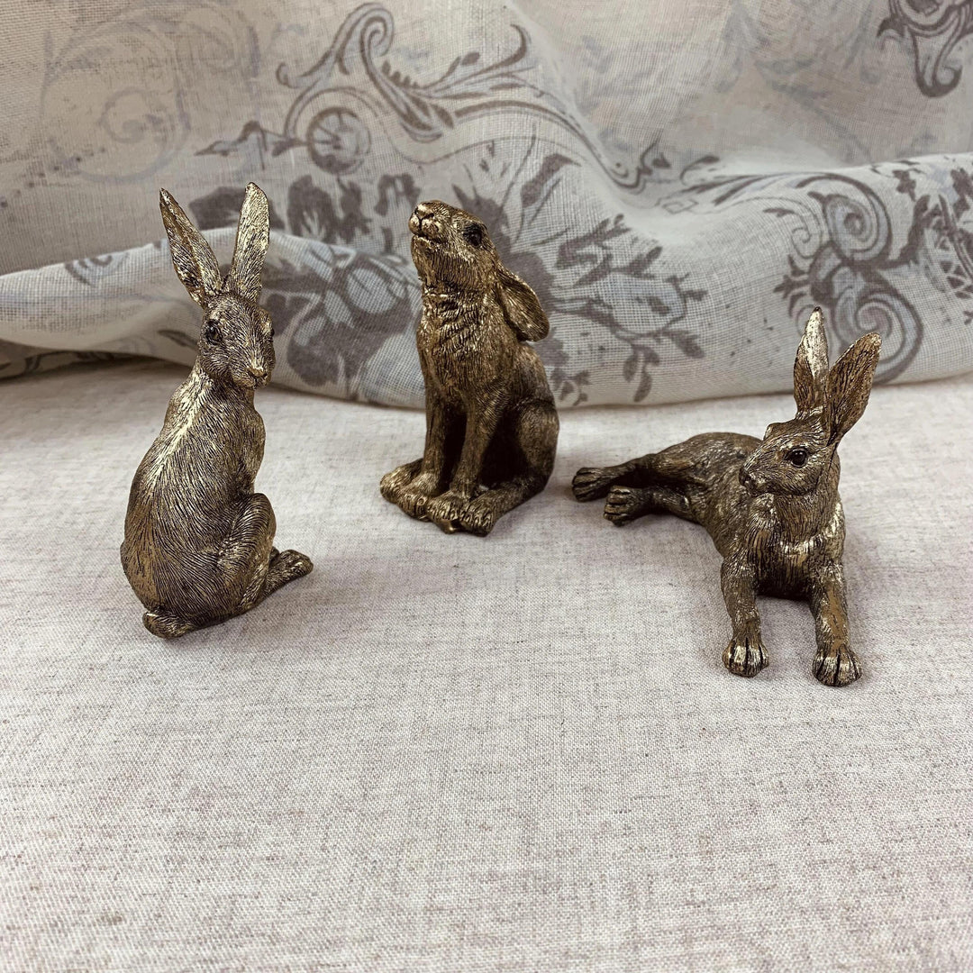 Set of 3 Golden Hares Ornament