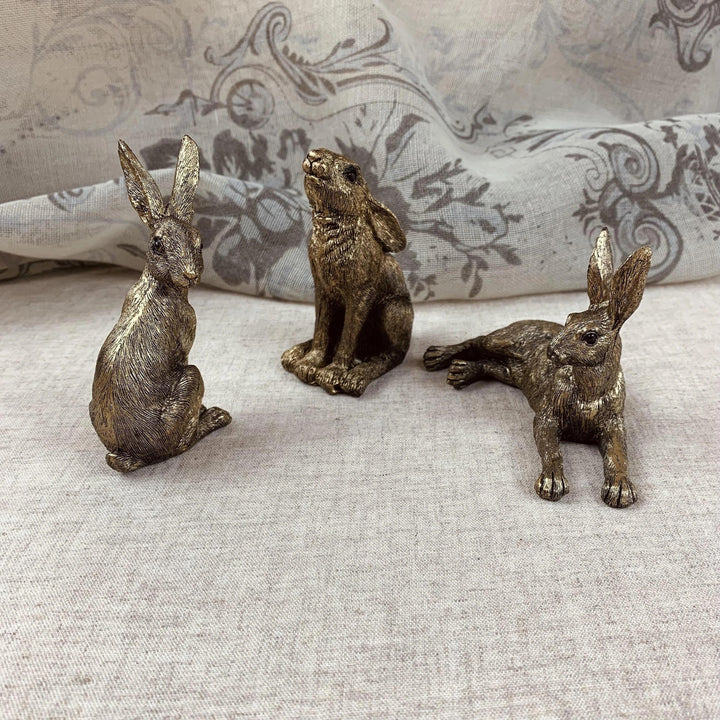 Set of 3 Golden Hares Ornament