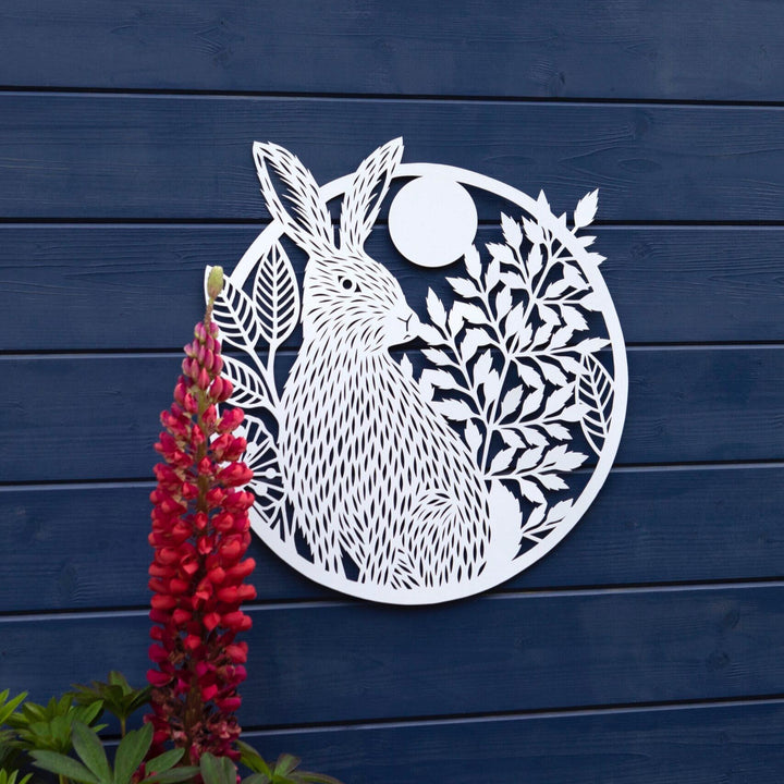 Hare and Moon Metal Hanging Wall Art