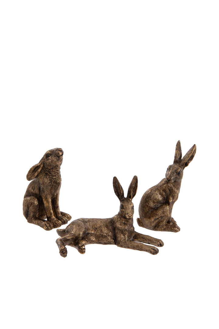 Set of 3 Golden Hares Ornament