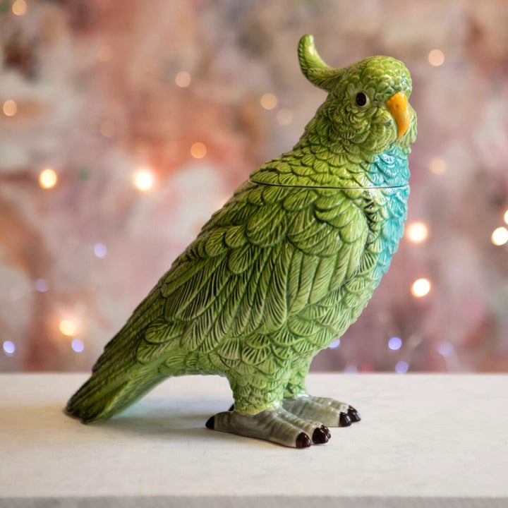 Colourful Parrot Cockatoo Ceramic Storage Jar