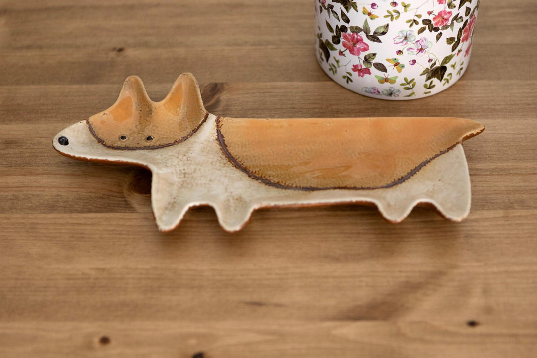 Hand-Finished Welsh Corgi Ceramic Dish