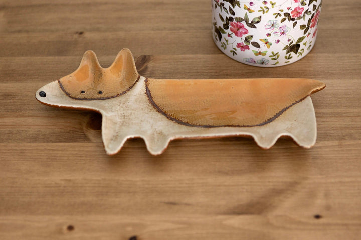 Hand-Finished Welsh Corgi Ceramic Dish