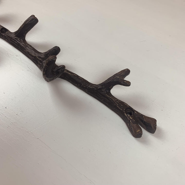 Squirrel and Acorn on Branch Metal Hooks