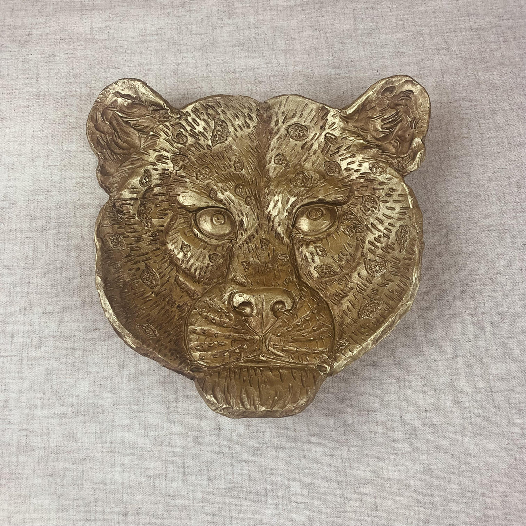 Ornate Gold Leopard Trinket Dish