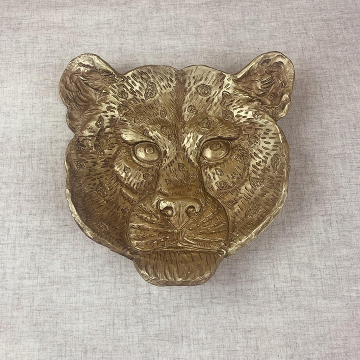 Ornate Gold Leopard Trinket Dish