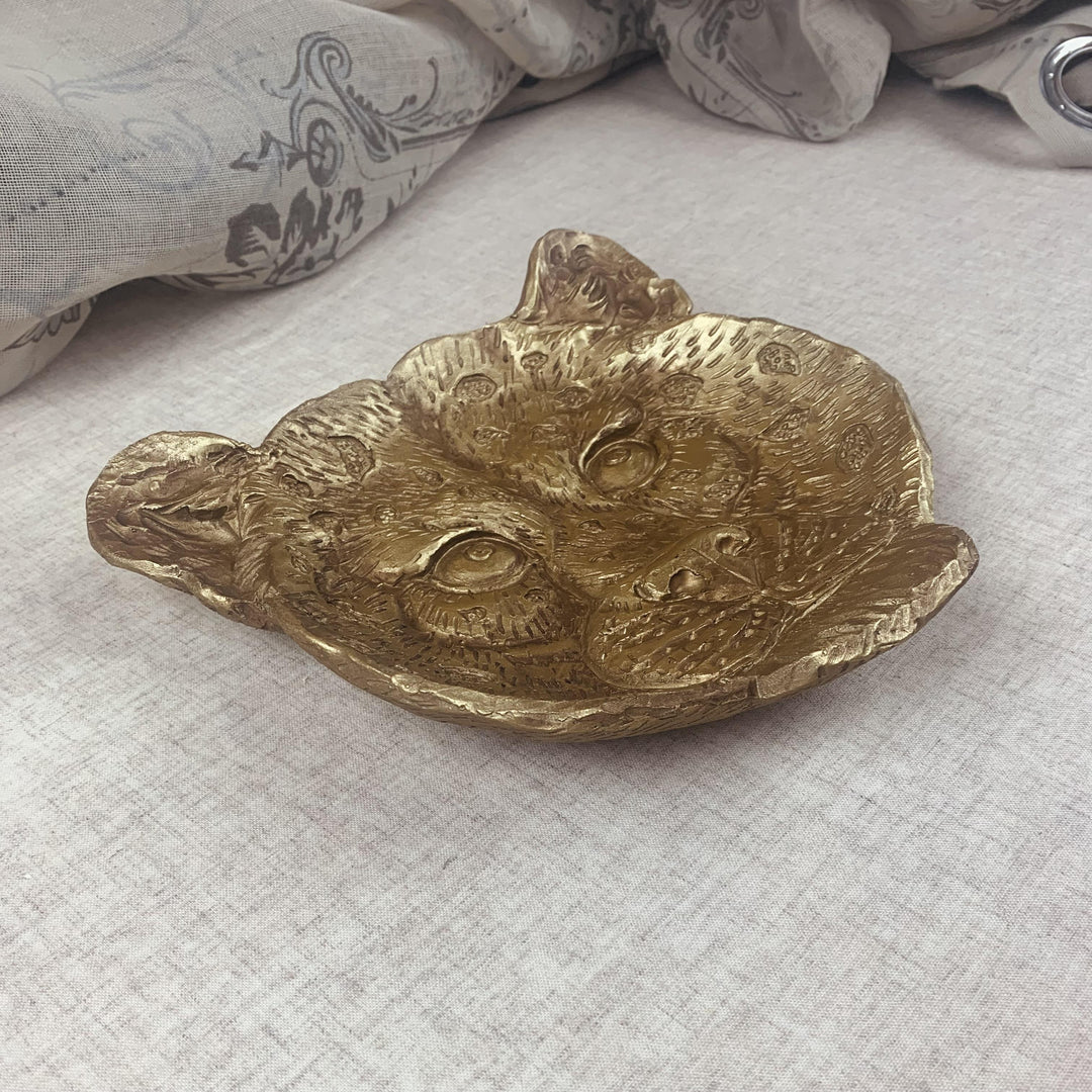 Ornate Gold Leopard Trinket Dish