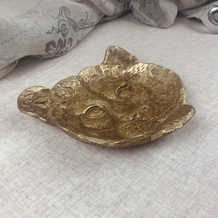 Ornate Gold Leopard Trinket Dish
