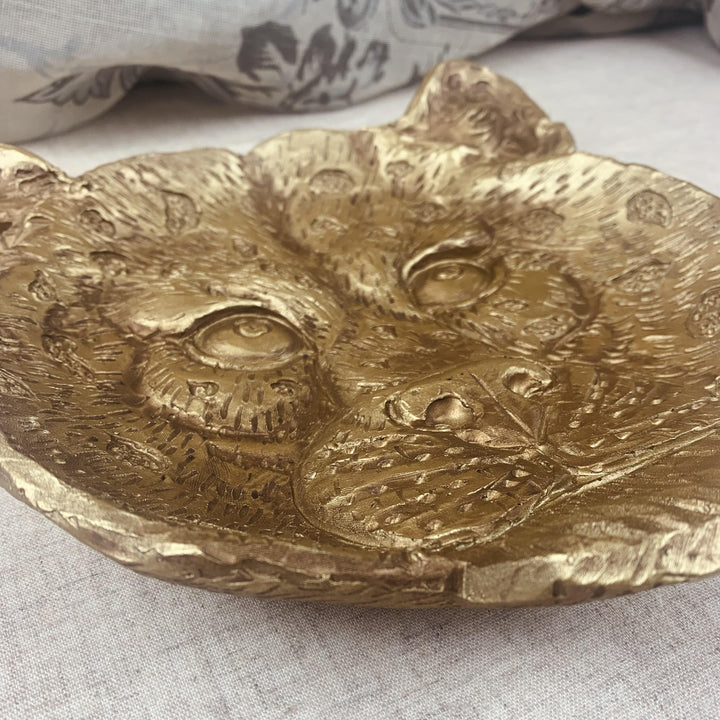 Ornate Gold Leopard Trinket Dish