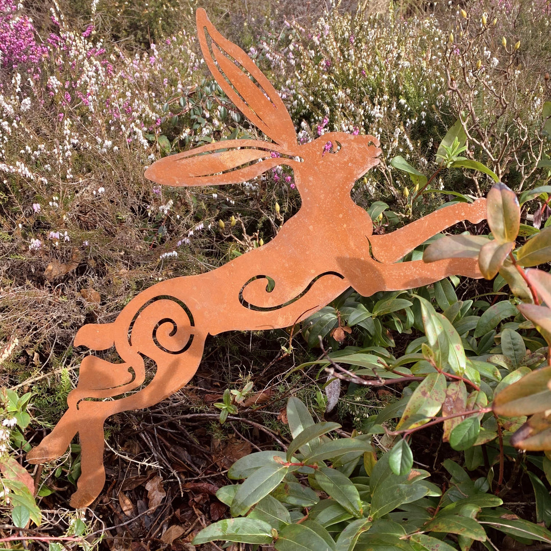 Leaping Hare Rusty Garden Decor
