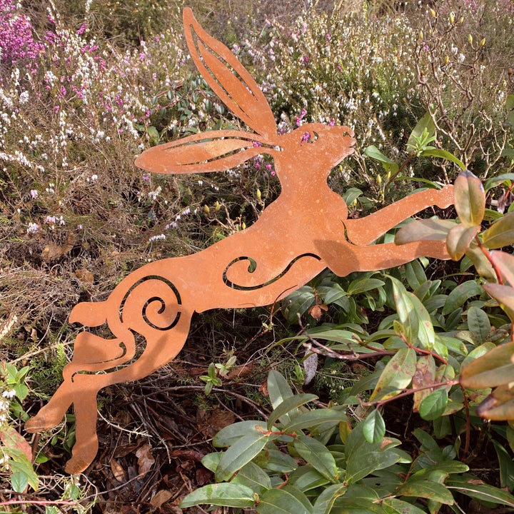 Leaping Hare Rusty Garden Decor