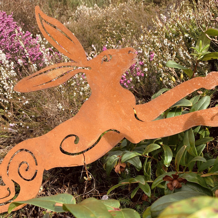 Leaping Hare Rusty Garden Decor