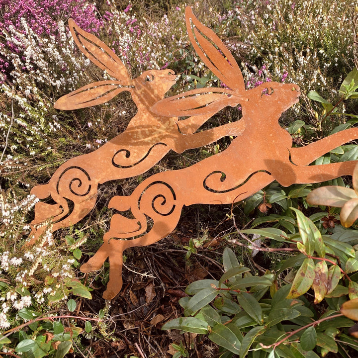 Leaping Hare Rusty Garden Decor