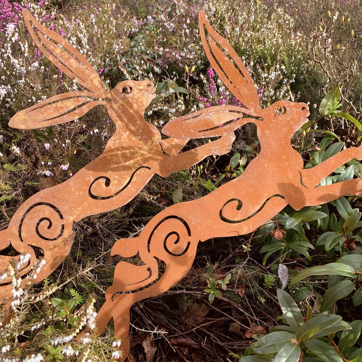 Leaping Hare Rusty Garden Decor