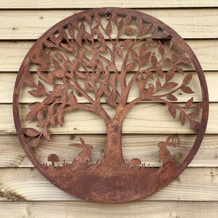 Large Woodland Scene Rusty Metal Wall Plaque