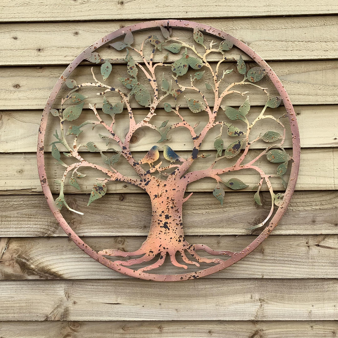 Love Birds Large, Rusty Metal Green Wall Plaque