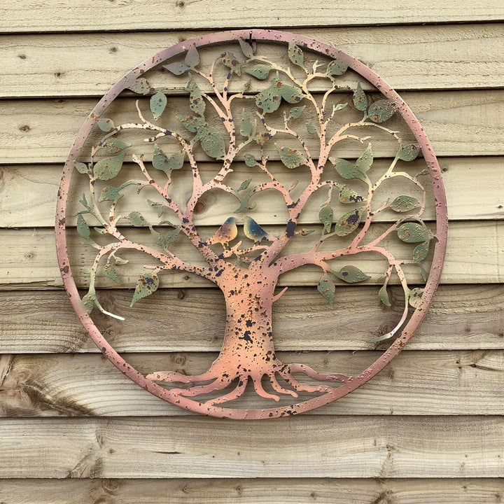 Love Birds Large, Rusty Metal Green Wall Plaque