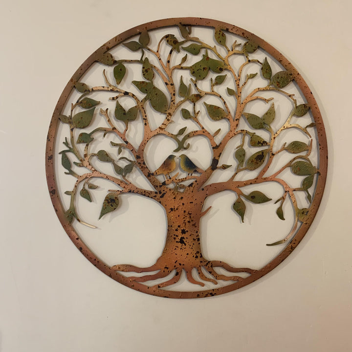 Love Birds Large, Rusty Metal Green Wall Plaque