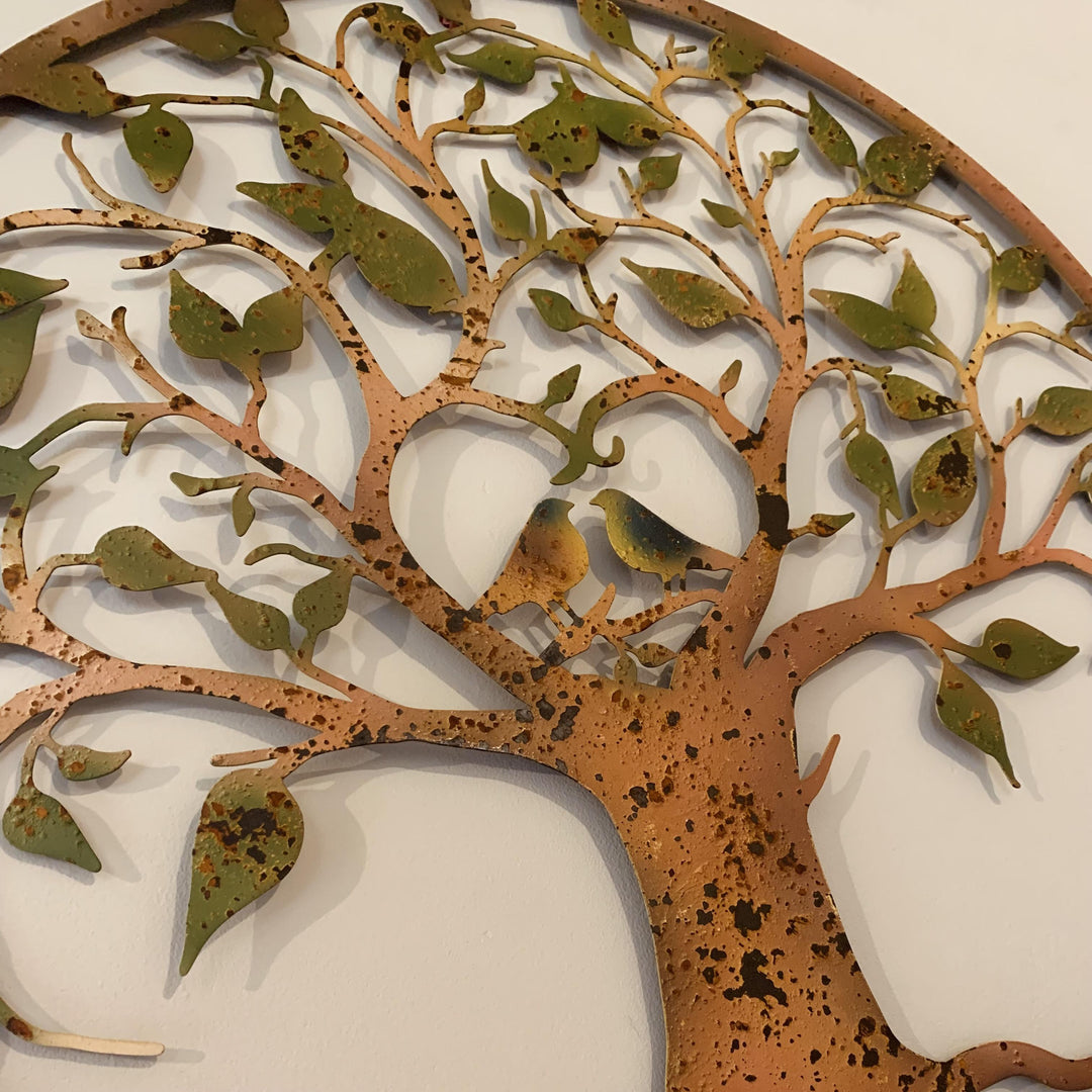 Love Birds Large, Rusty Metal Green Wall Plaque