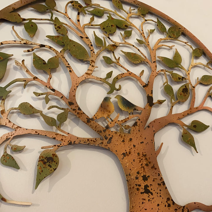 Love Birds Large, Rusty Metal Green Wall Plaque