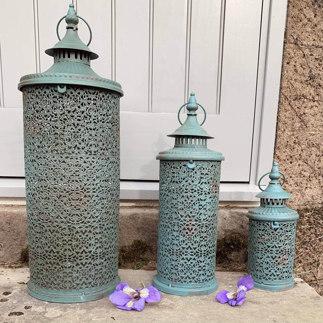 Angkor Lanterns  Rustic Teal Marrakesh Style