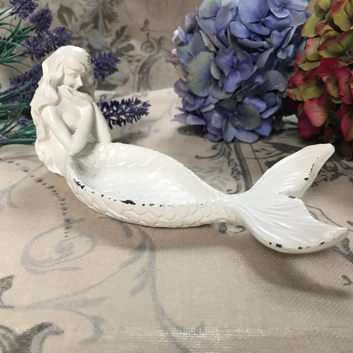 Mermaid Trinket Dish Antique White