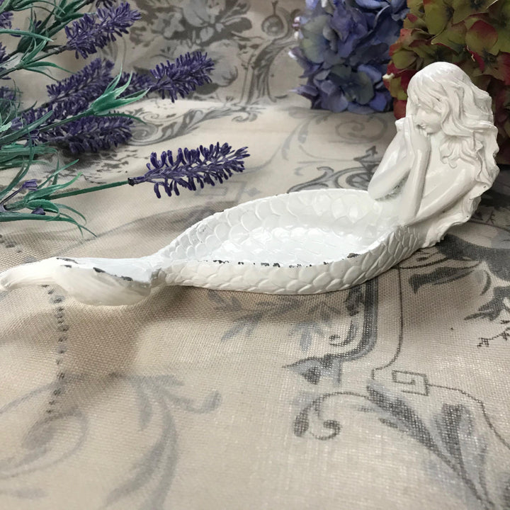 Mermaid Trinket Dish Antique White