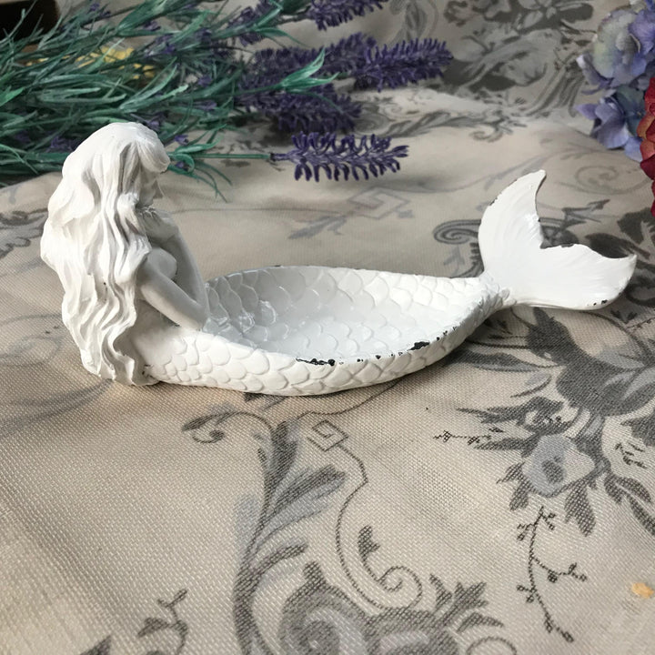 Mermaid Trinket Dish Antique White