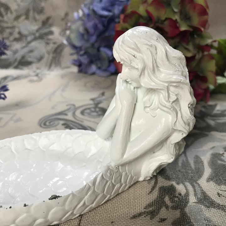 Mermaid Trinket Dish Antique White