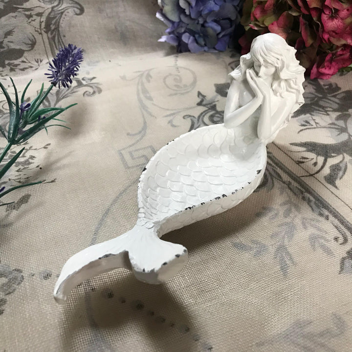 Mermaid Trinket Dish Antique White